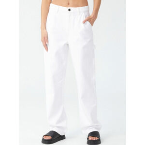 White Straight-Leg Work Pants for Women